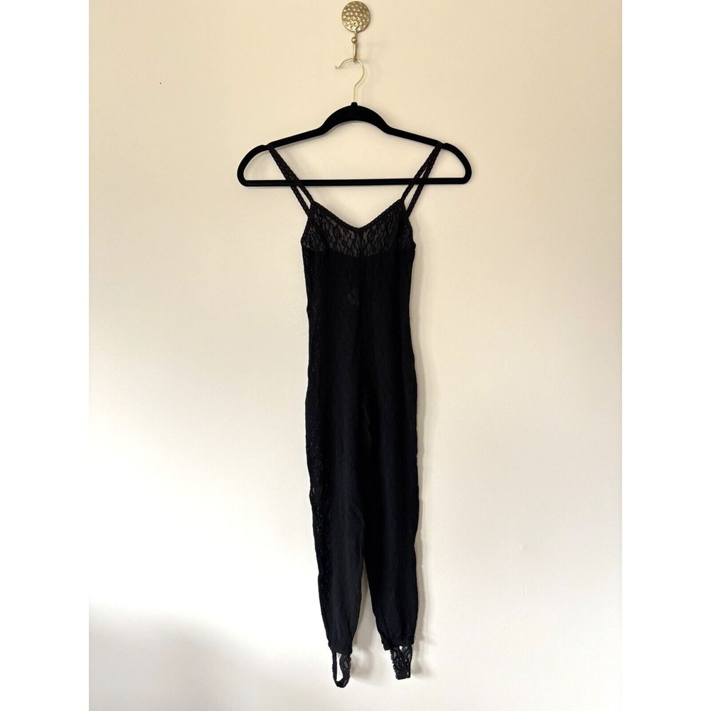 Vintage Lady Desiree Black Lace Footed Jumpsuit Lingerie Whimsigoth Grunge OS